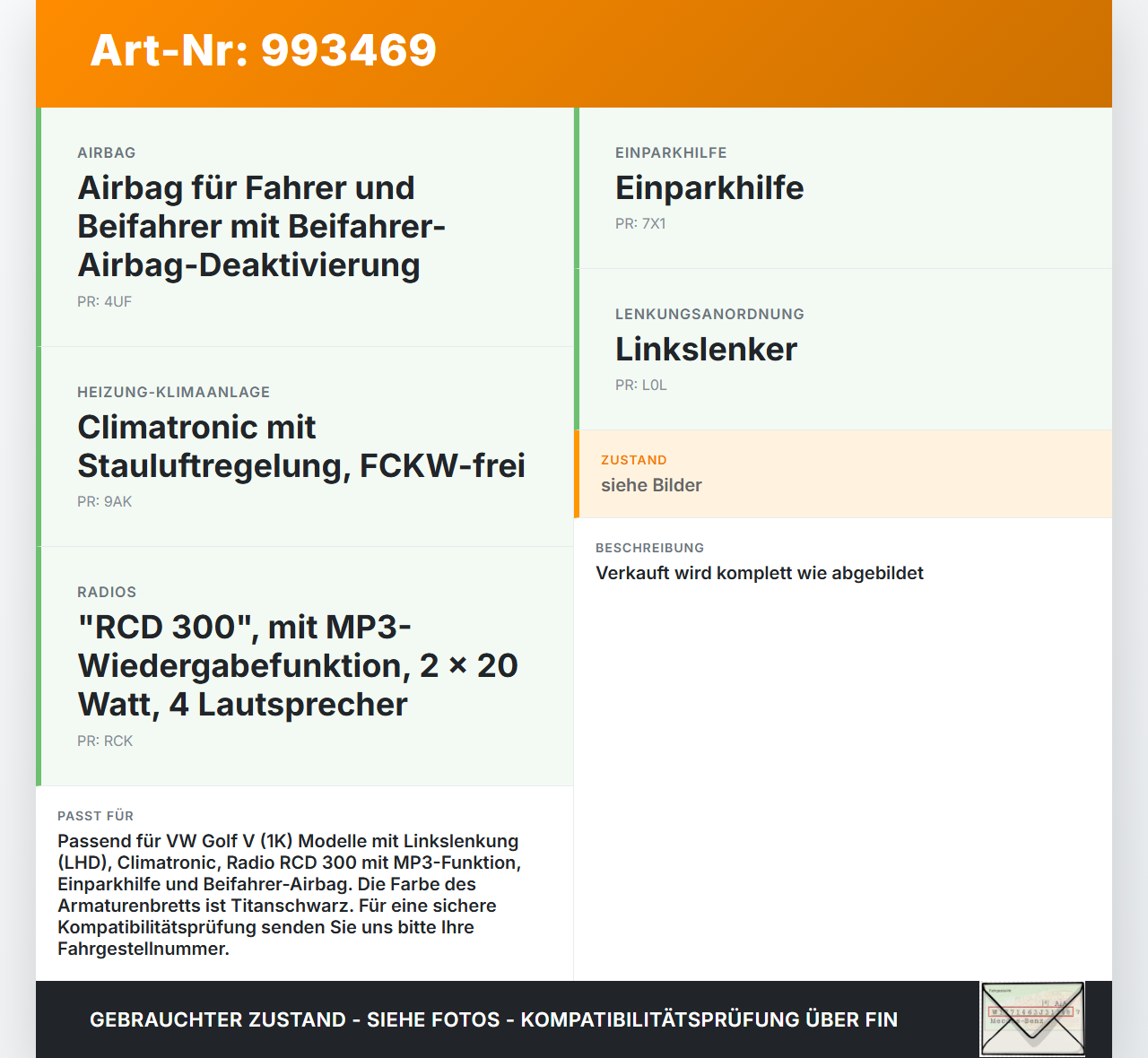 VW Golf V 1K 03-09 Armaturenbrett Panel komplett Titanschwarz VW Golf V 1K 03-09 19.10.2007 1K1857001J... Vorschau 3