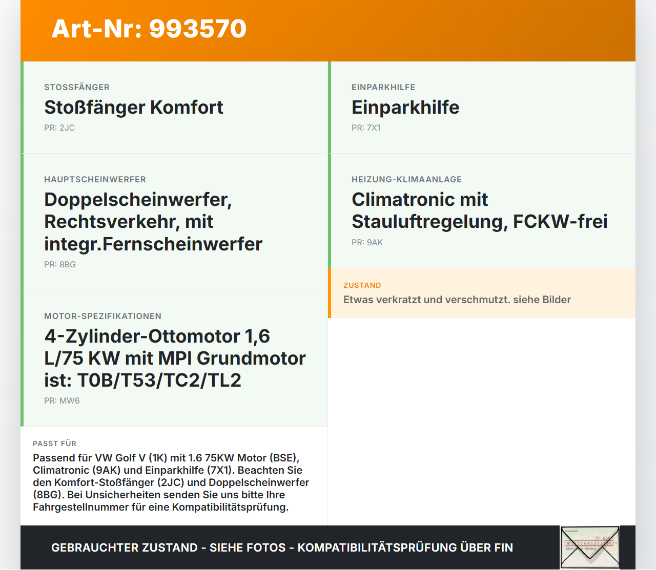 VW Golf V 1K 03-09 1,6 75KW Schlossträger Frontmaske Träger VW Golf V 1K 03-09 19.10.2007 1K0805588T gebraucht Vorschau 3