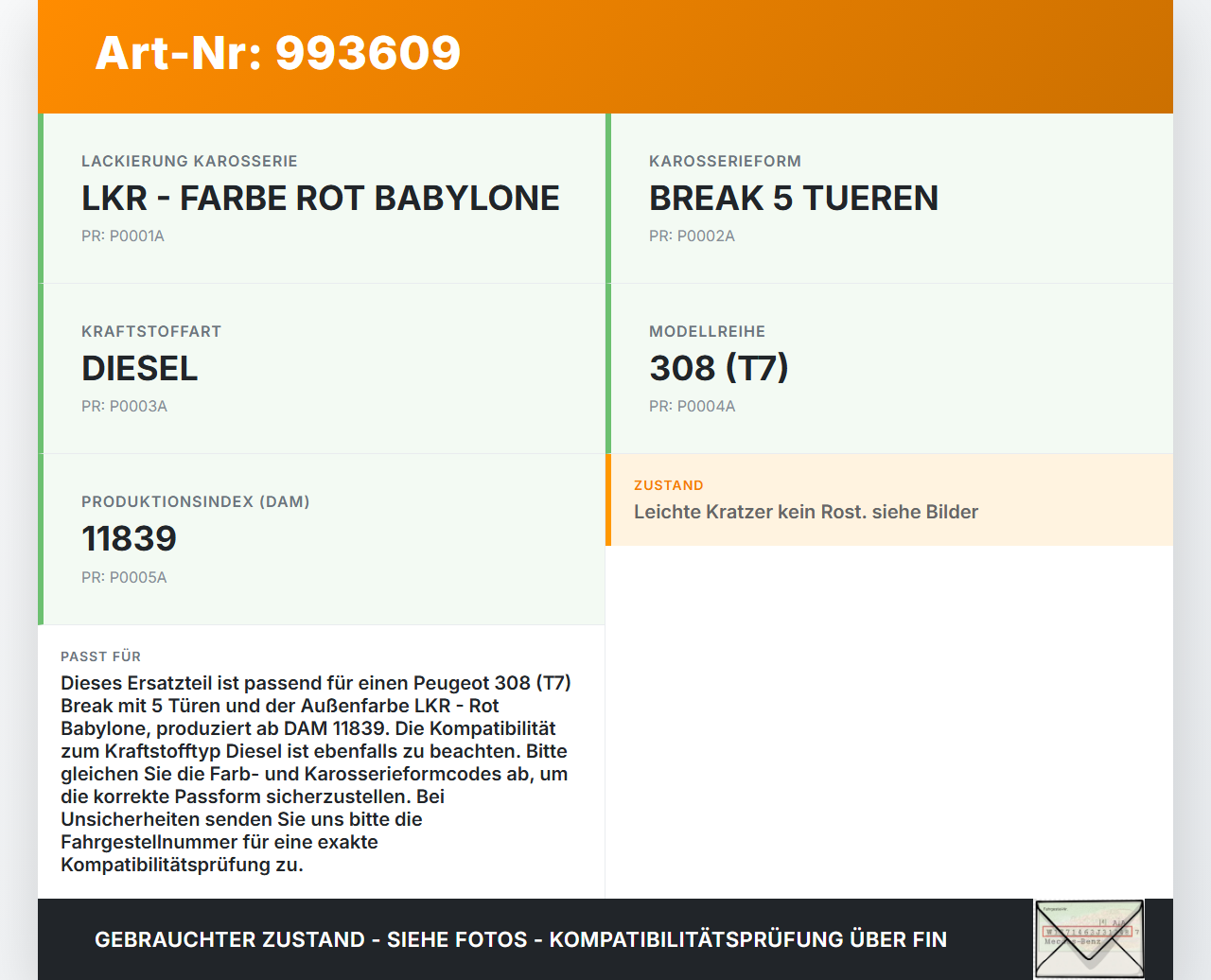 Peugeot 308 08-11 Tankdeckel Tankklappe LKR Peugeot 308 08-11 12.06.2009 9681632777 L1020599 gebraucht Vorschau 3