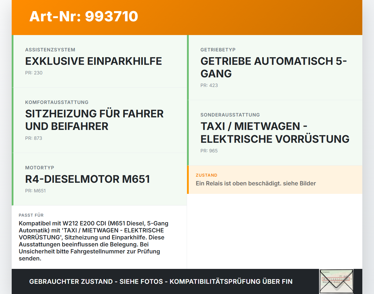 Mercedes W212 E200 09-13 2143 100KW Sicherungskasten Zentralelektrik Mercedes W212 E200 09-13 03.11.2010 168298... Vorschau 3