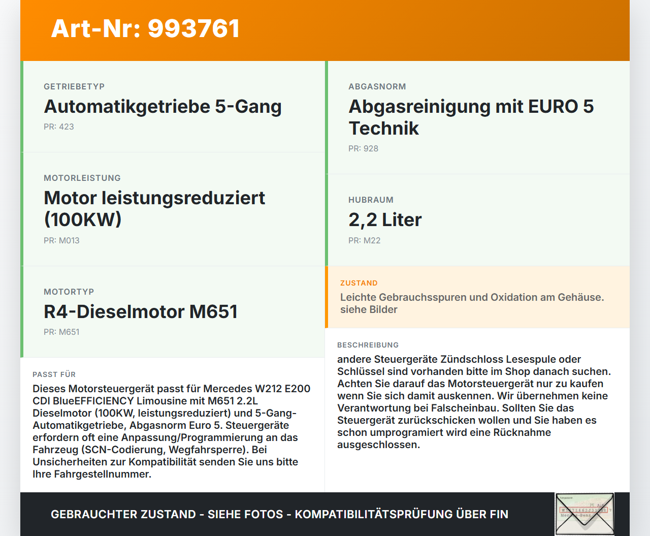 Mercedes W212 E200 09-13 2143 100KW Steuergerät ECU für Motor Motorsteuergerät Mercedes W212 E200 09-13 03.11.2010... Vorschau 3