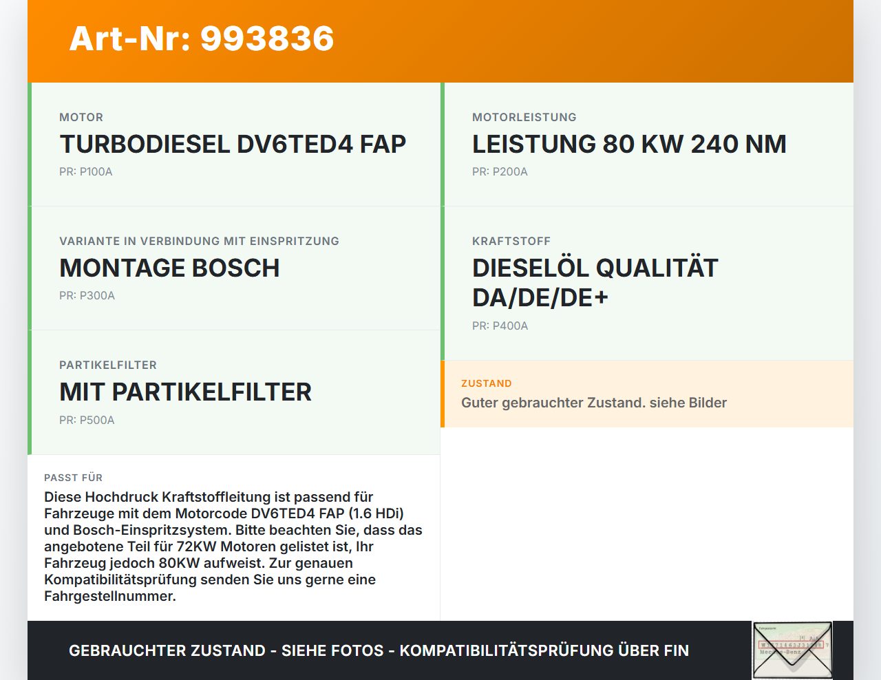 Peugeot 308 08-11 HDi 1,6 72KW Hochdruck Leitung Kraftstoffleitung Peugeot 308 08-11 12.06.2009 gebraucht Vorschau 3