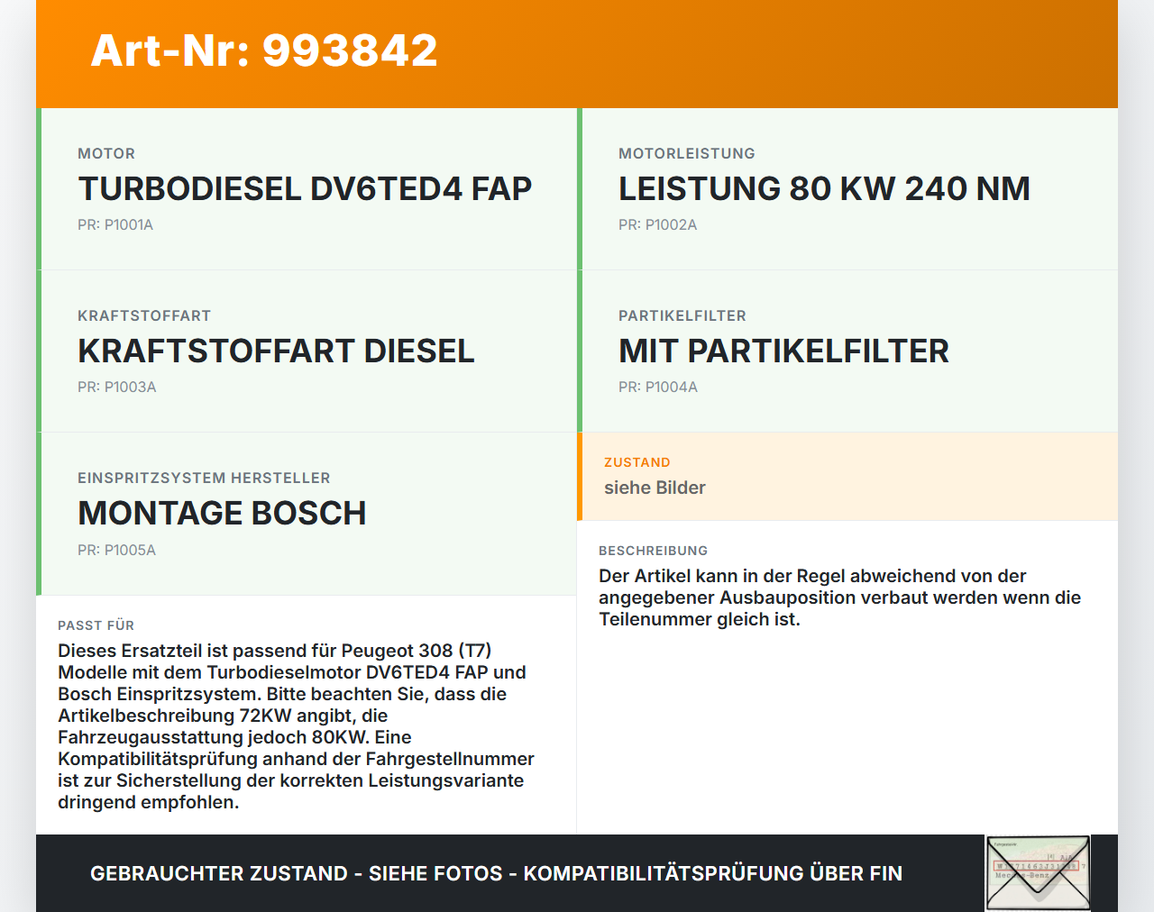 Peugeot 308 08-11 HDi 1,6 72KW Injektor Einspritzdüse Zyl.4 Peugeot 308 08-11 12.06.2009 0445110297 9683130680... Vorschau 3