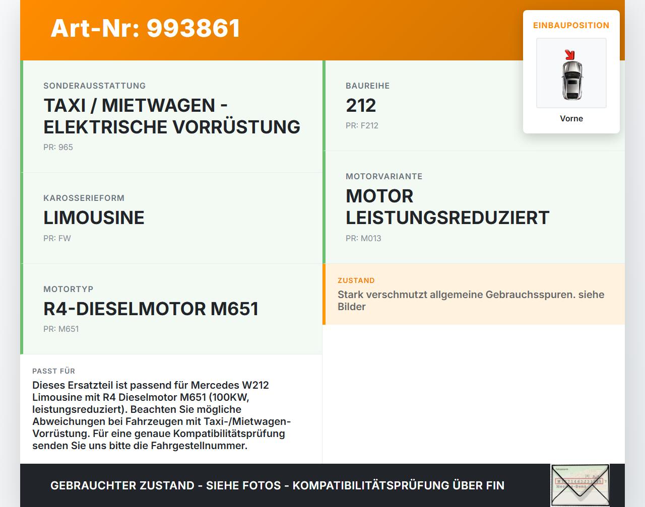 Mercedes W212 E200 09-13 2143 100KW Unterfahrschutz Vorne Motor Mercedes W212 E200 09-13 03.11.2010 A2125202123... Vorschau 3