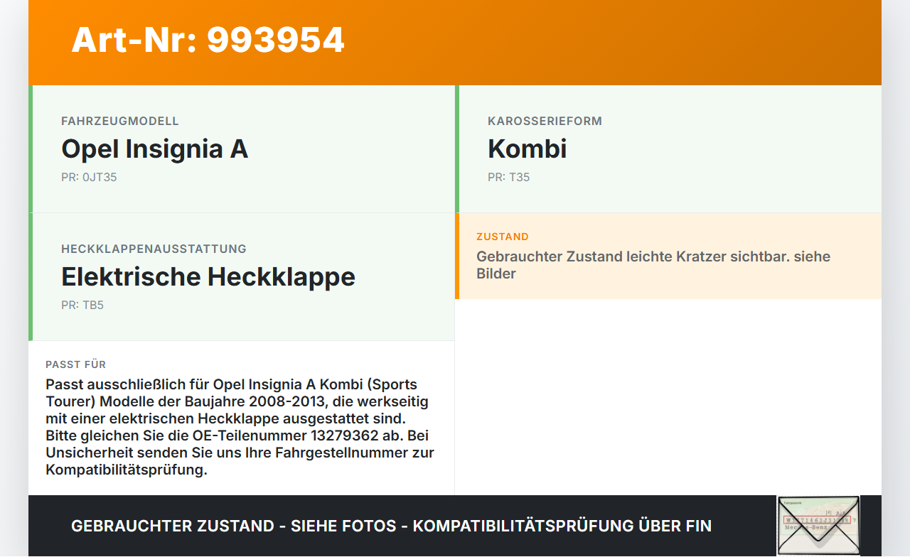 Opel Insignia A 08-13 Kombi Hydraulikpumpe Elektrische Heckklappe Opel Insignia A 08-13 30.04.2010 13279362 GMT3710... Vorschau 3