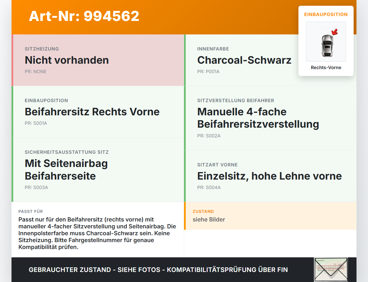 Ford Kuga II 16-19 Sitzbezug Sitzpolster für Beifahrersitz Rechts Vorne Ford Kuga II 16-19 29.09.2017... Vorschau 3