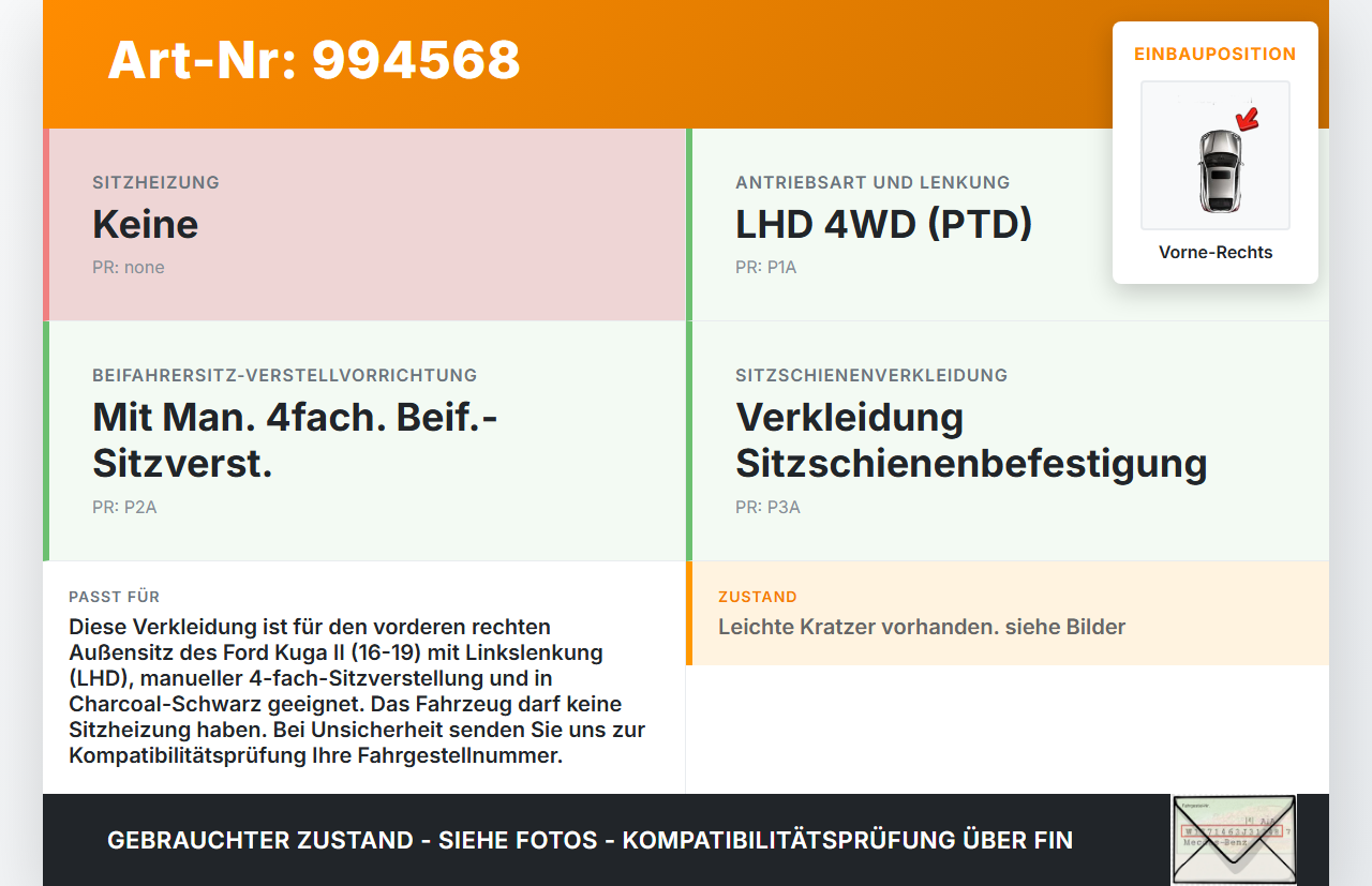 Ford Kuga II 16-19 Verkleidung Abdeckung für Sitz Vorne Rechts Aussen Ford Kuga II 16-19 29.09.2017 CJ54-962184-AF... Vorschau 3