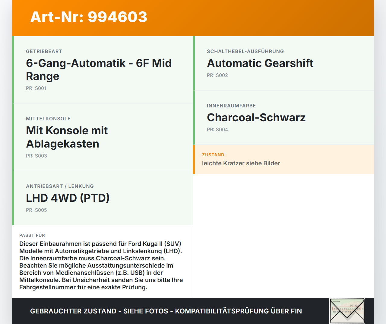 Ford Kuga II 16-19 Blende Einbaurahmen für Schaltung Ford Kuga II 16-19 29.09.2017 1759844-9 gebraucht Vorschau 3