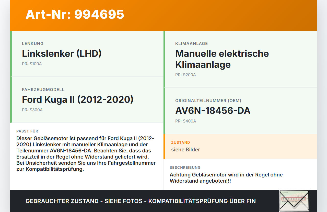 Ford Kuga II 16-19 Gebläsemotor Lüftermotor Heizungsgebläse Ford Kuga II 16-19 29.09.2017 AV6N-18456-DA 00824096-03... Vorschau 3