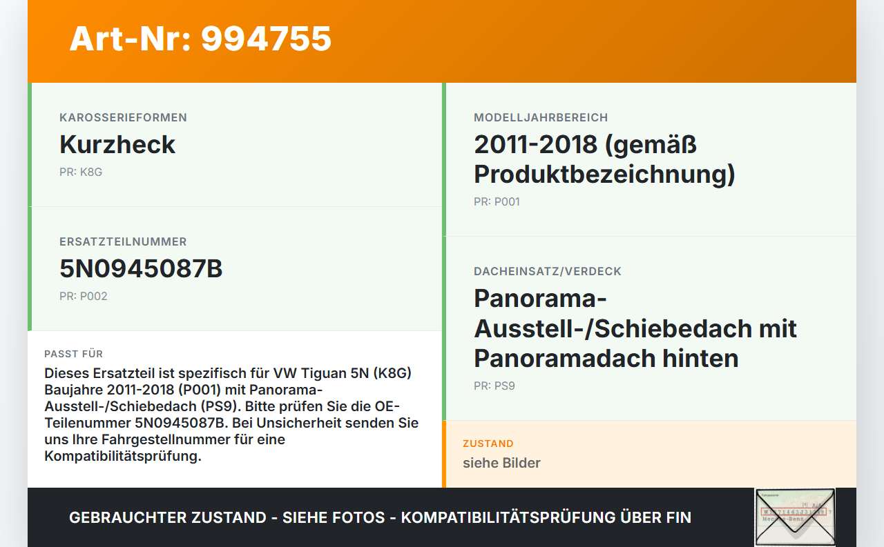 VW Tiguan 5N 11-18 3. Bremsleuchte Zusatzbremsleuchte Bremslicht VW Tiguan 5N 11-18 29.07.2015 1K6945097G... Vorschau 3