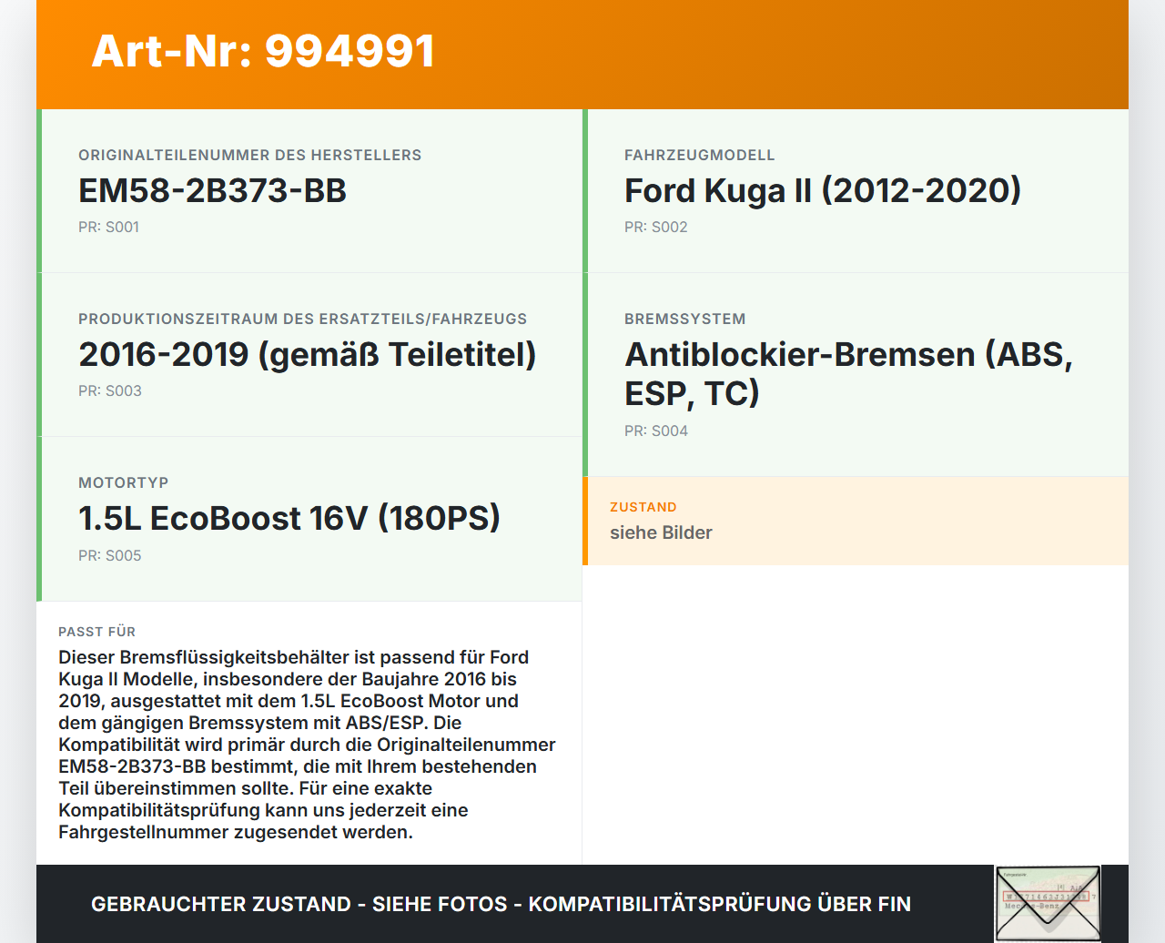 Ford Kuga II 16-19 Bremsflüssigkeitsbehälter Ausgleichsbehälter Bremse Ford Kuga II 16-19 29.09.2017 EM58-2B373-BB... Vorschau 3
