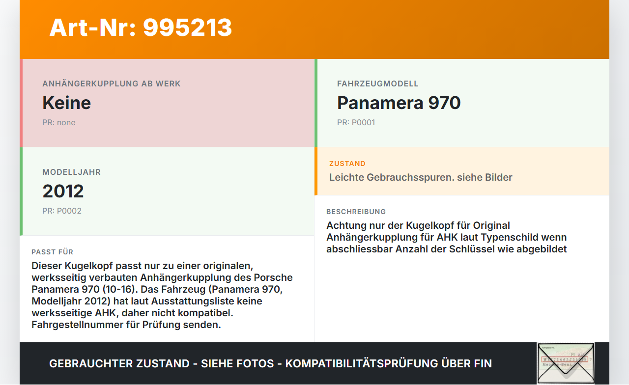 Porsche Panamera 970 10-16 Abnehmbarer Kugelkopf für Anhängerkupplung AHK Porsche Panamera 970 10-16 19.08.2011... Vorschau 3