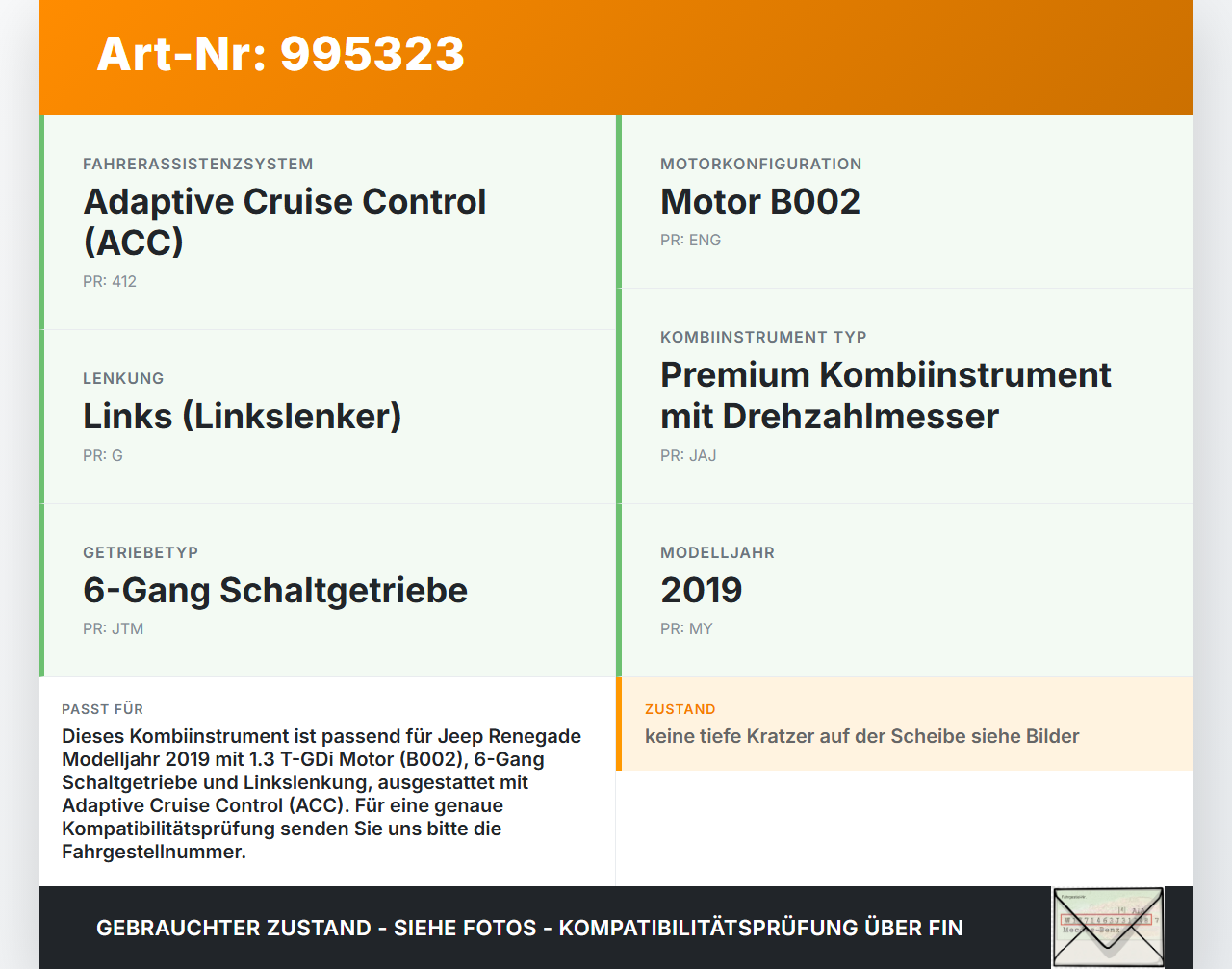 Jeep Renegade 18-24 T-GDi 1,3 110KW Kombiinstrument Tacho Jeep Renegade 18-24 23.01.2019 735698636 735697506... Vorschau 3