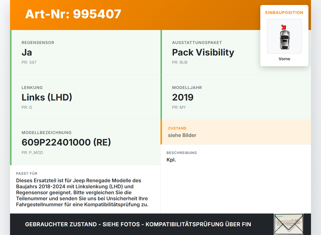 Jeep Renegade 18-24 Wischermotor mit Wischergestänge Vorne Jeep Renegade 18-24 23.01.2019 0390243524 gebraucht Vorschau 3