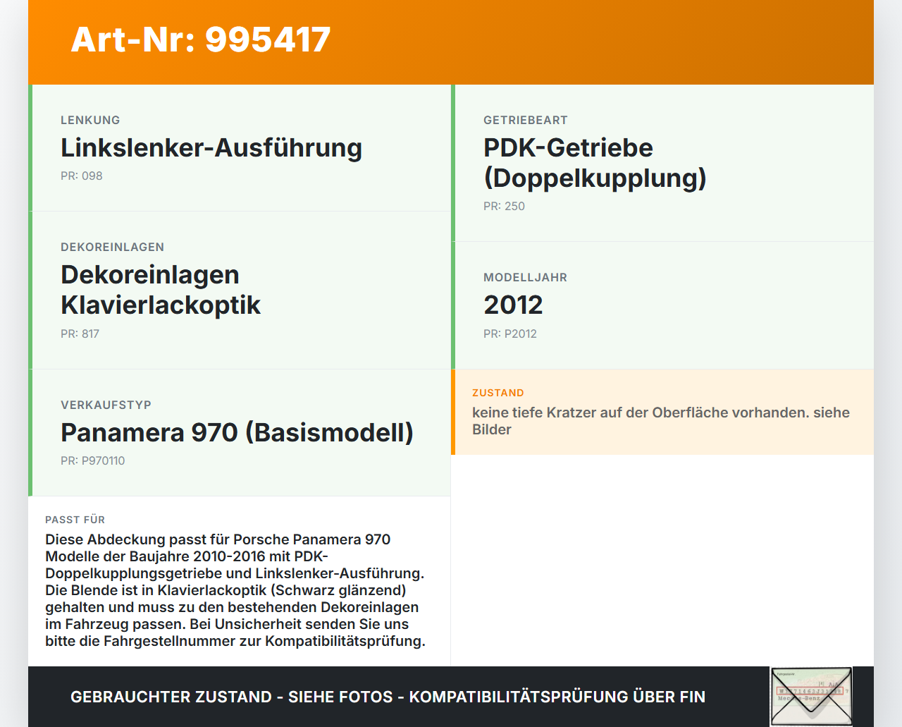 Porsche Panamera 970 10-16 3,6 220KW Autom Abdeckung Blende für Schaltkulisse Porsche Panamera 970 10-16 19.08.2011... Vorschau 3
