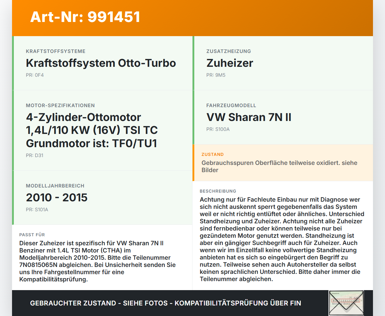 VW Sharan 7N II 10-15 Standheizung Zuheizer Orig. Webasto Thermo Top V VW Sharan 7N II 10-15 20.04.2014 7N0815071... Vorschau 3