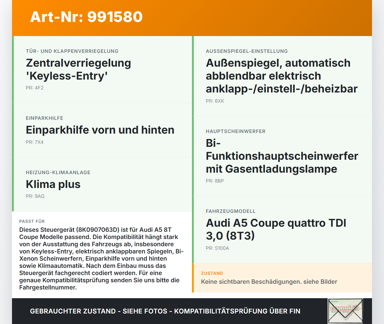 Audi A5 8T QU 07-12 Steuergerät ECU BCM Body Control Audi A5 8T QU 07-12 22.10.2007 8K0907063D F005V00749 gebraucht Vorschau 3