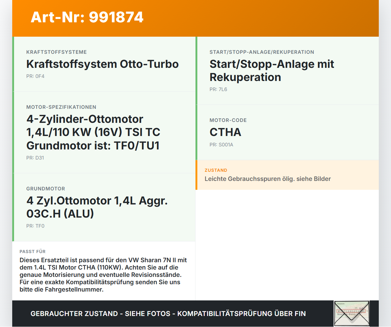VW Sharan 7N II 10-15 TSI 1,4 110KW CTHA Nockenwellenverstellung Verstellung für Nockenwelle VW Sharan 7N II 10-15... Vorschau 3