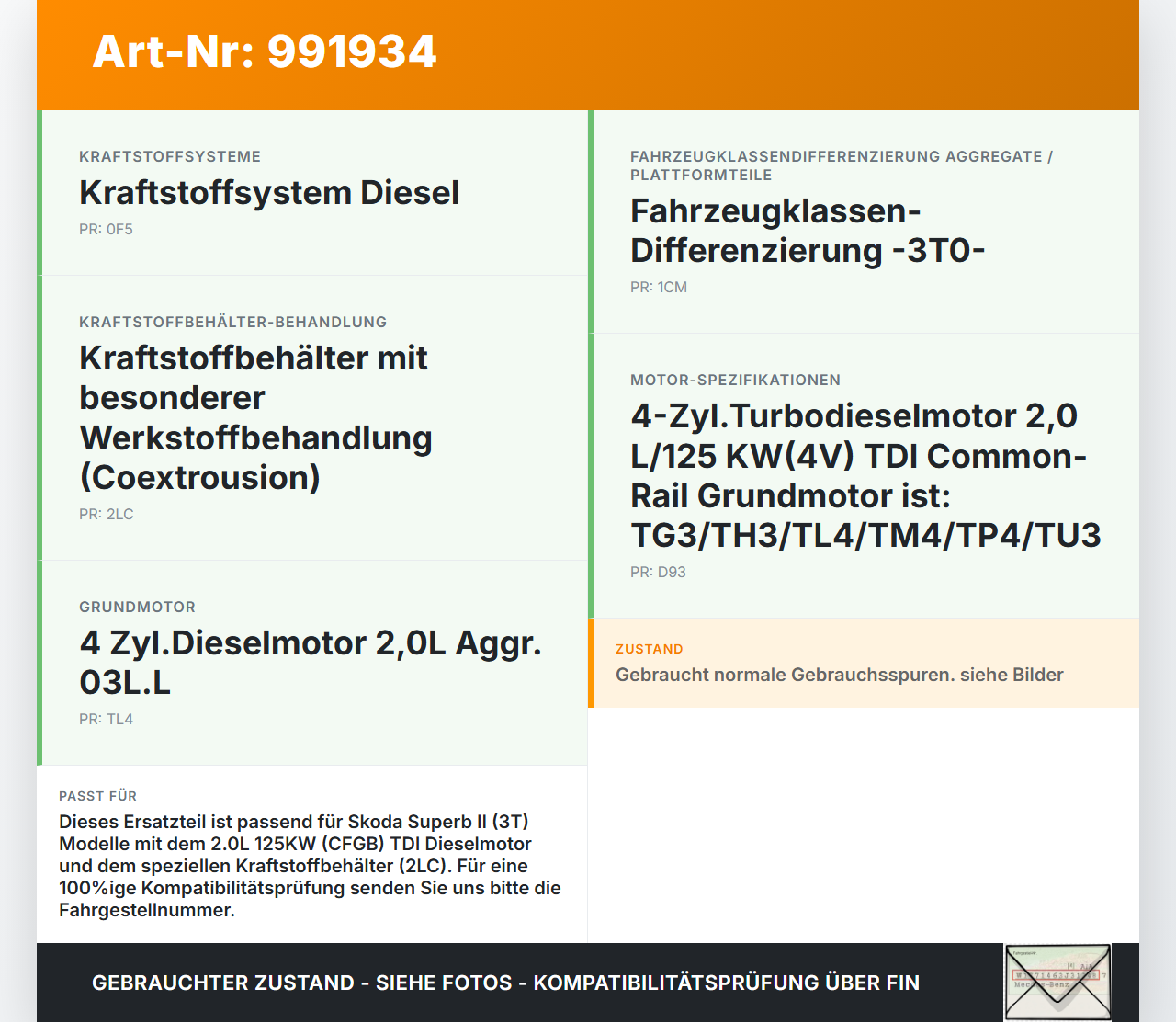 Skoda Superb II 3T 08-13 2.0 125KW Tankgeber Tankeinheit Kraftstoffpumpe Kraftstofffördereinheit Skoda Superb II 3T... Vorschau 3