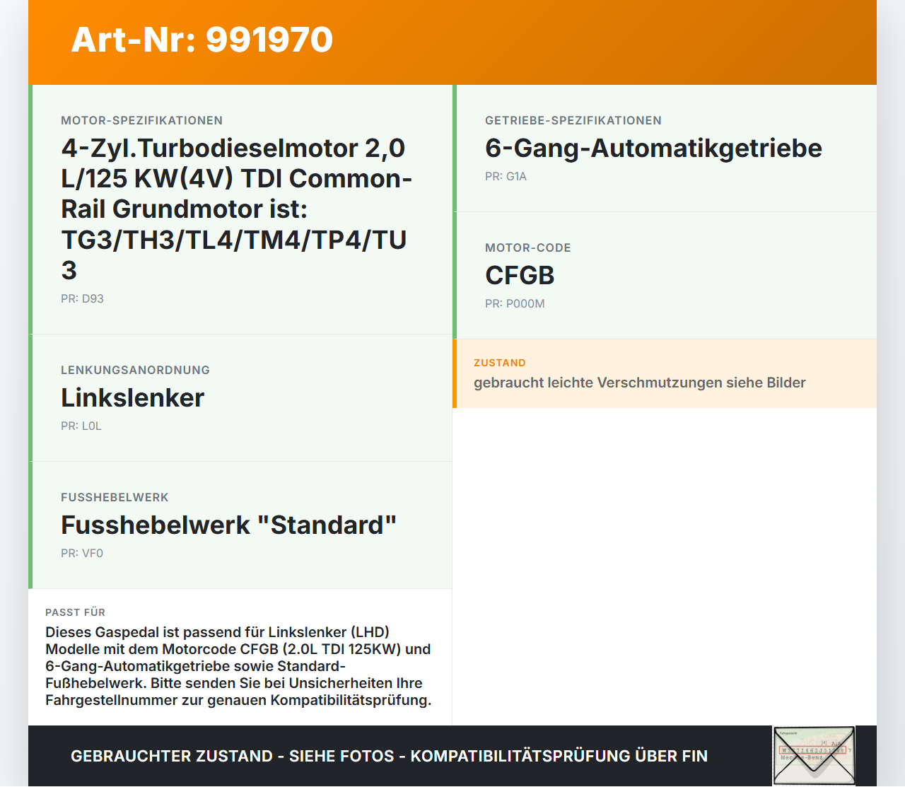 Skoda Superb II 3T 08-13 2.0 125KW Gaswertgeber Gaspedal Skoda Superb II 3T 08-13 18.02.2011 1K1723503AA... Vorschau 3