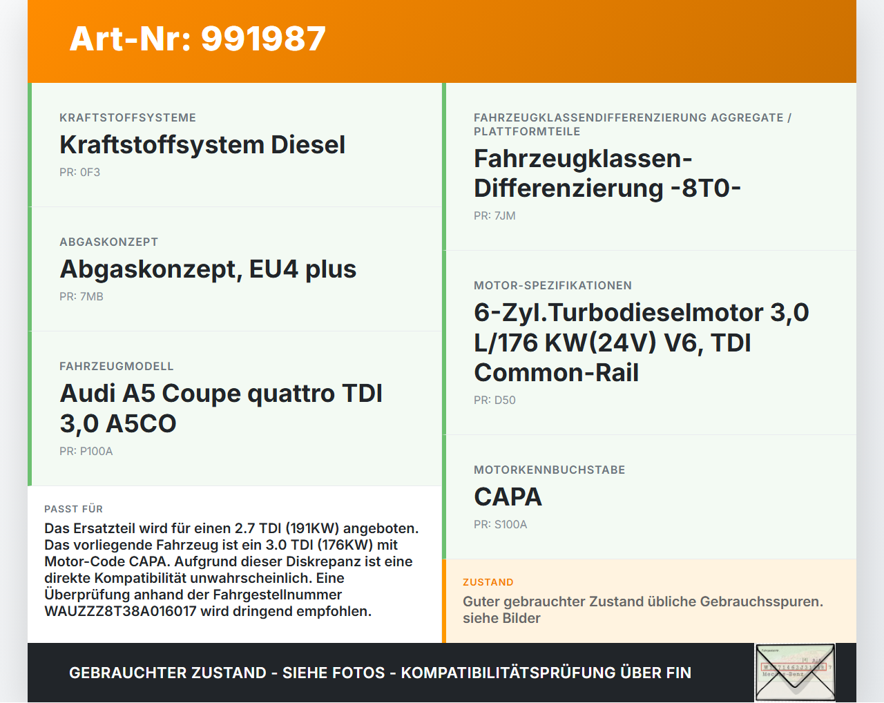 Audi A5 8T QU 07-12 TDI 2,7 191KW Luftmassenmesser Luftmengenmesser Audi A5 8T QU 07-12 22.10.2007 059906461N... Vorschau 3