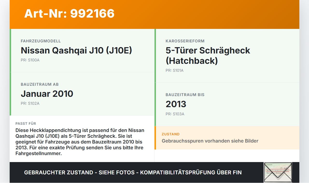 Nissan Qashqai J10 10-13 +0 Dichtung für Heckklappe Kofferraum Heckklappendichtung Nissan Qashqai J10 10-13... Vorschau 3