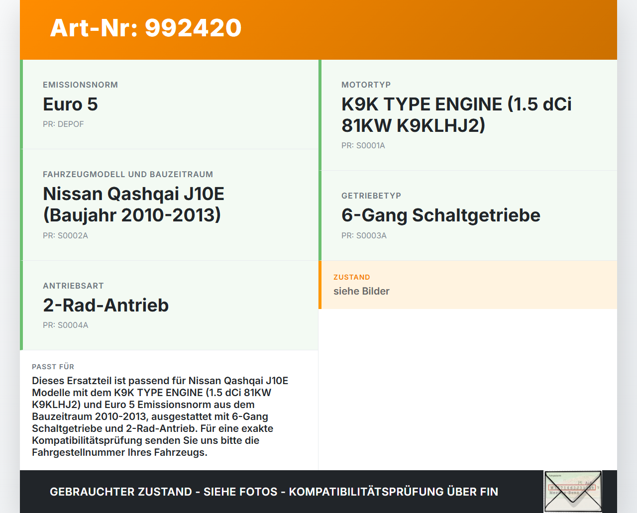 Nissan Qashqai J10 10-13 dCi 1.5 81KW K9KLHJ2 Abgaskrümmer Nissan Qashqai J10 10-13 01.01.2010 gebraucht Vorschau 3
