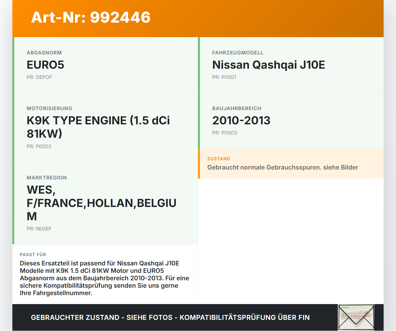Nissan Qashqai J10 10-13 dCi 1.5 81KW Luftmassenmesser Luftmengenmesser Nissan Qashqai J10 10-13 01.01.2010... Vorschau 3