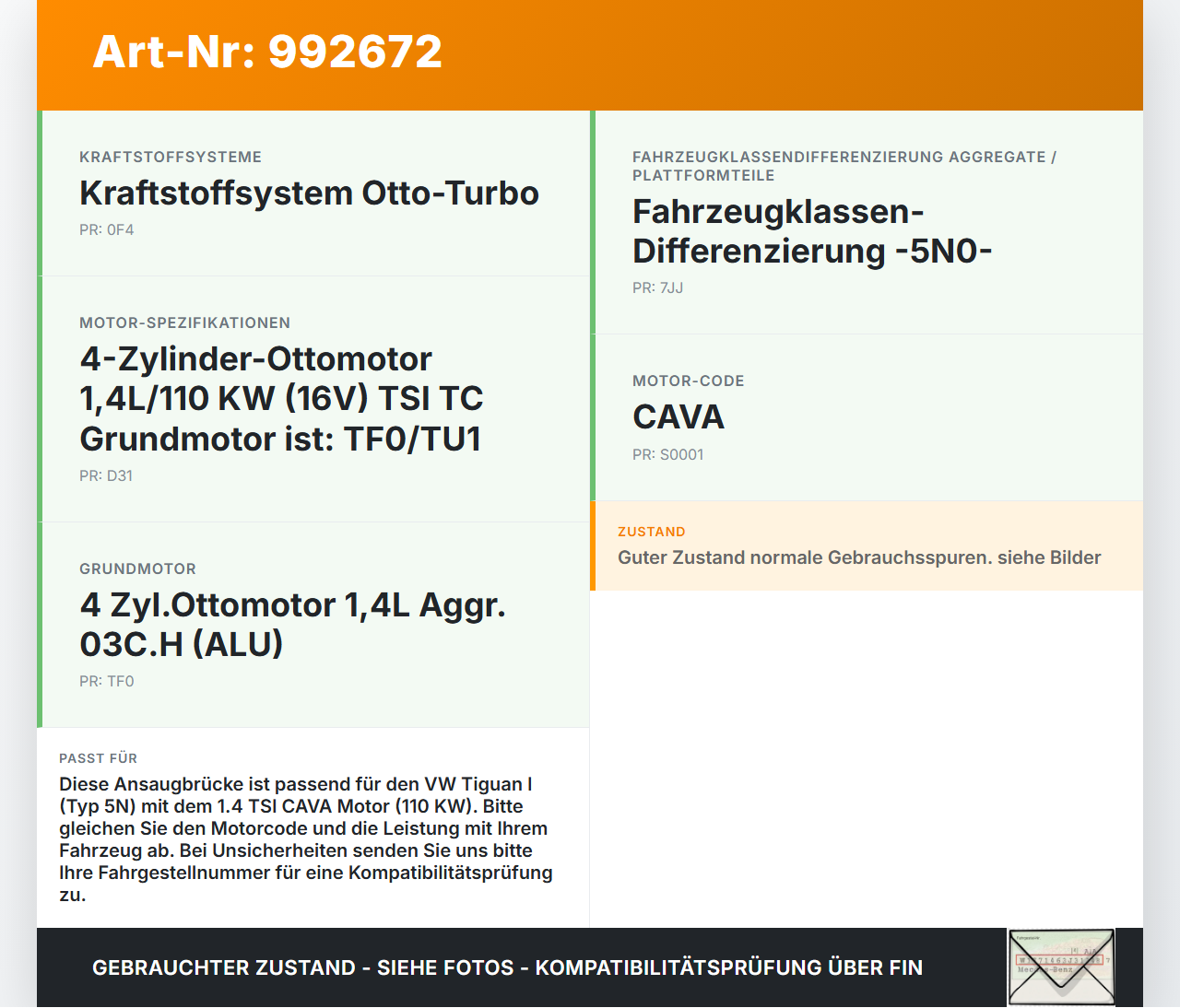 VW Tiguan I 5N 07-11 TSI 1,4 110KW CAVA Ansaugbrücke Ansaugkrümmer VW Tiguan I 5N 07-11 17.06.2010 03C129721B... Vorschau 3