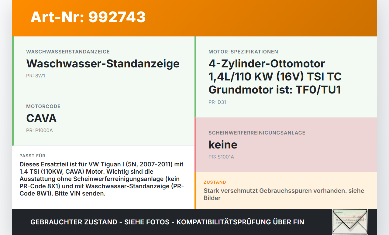 VW Tiguan I 5N 07-11 TSI 1,4 110KW Waschwasserbehälter Wischwasserbehälter VW Tiguan I 5N 07-11 17.06.2010... Vorschau 3