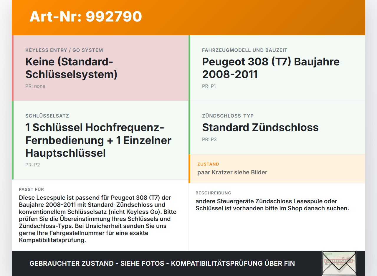 Peugeot 308 08-11 Lesespule Peugeot 308 08-11 12.06.2009 gebraucht Vorschau 3