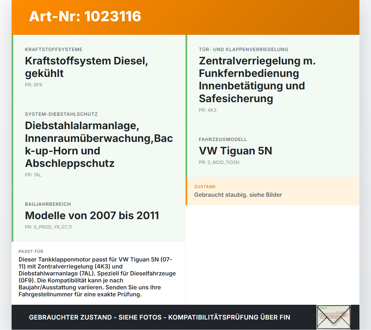 VW Tiguan 5N 07-11 Tankdeckel Stellmotor Tankklappenmotor VW Tiguan 5N 07-11 25.09.2009 5N0810773D gebraucht Vorschau 3