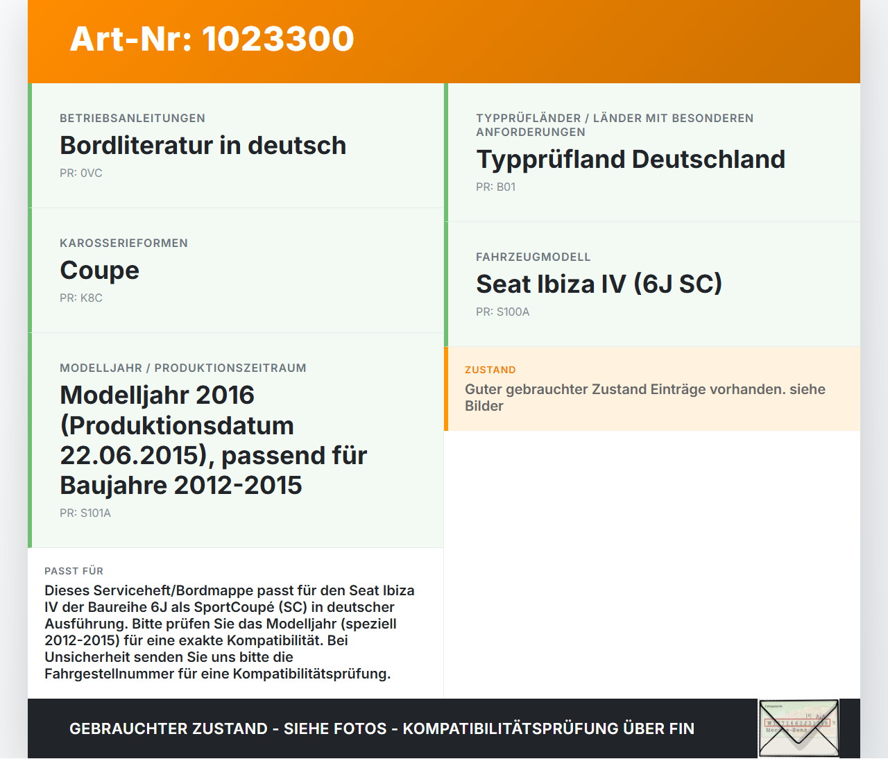 Seat Ibiza IV 6J SC 12-15 Serviceheft Betriebsanleitung Anleitung Bordmappe Seat Ibiza IV 6J SC 12-15 22.06.2015... Vorschau 3