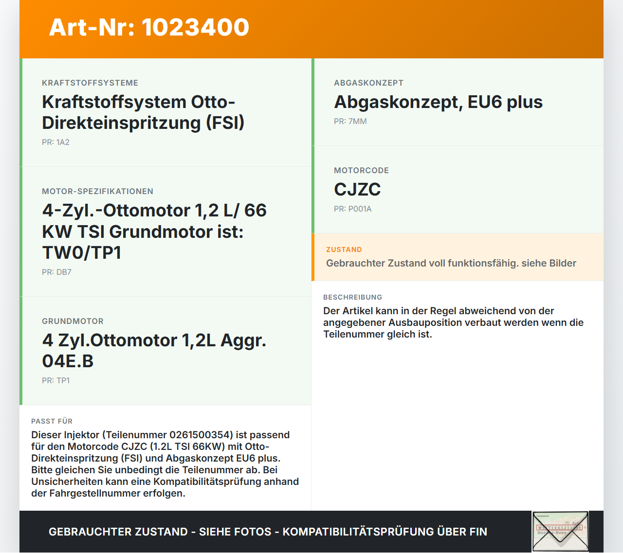 Seat Ibiza IV 6J SC 12-15 TSI 1,2 66KW Injektor Einspritzdüse Zyl.4 Seat Ibiza IV 6J SC 12-15 22.06.2015 0261500354... Vorschau 3