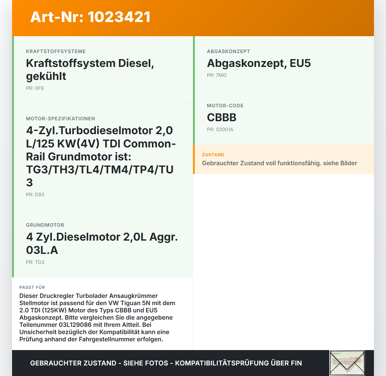 VW Tiguan 5N 07-11 TDI 2,0 125KW Druckregler Turbolader Ansaugkrümmer Stellmotor VW Tiguan 5N 07-11 25.09.2009... Vorschau 3