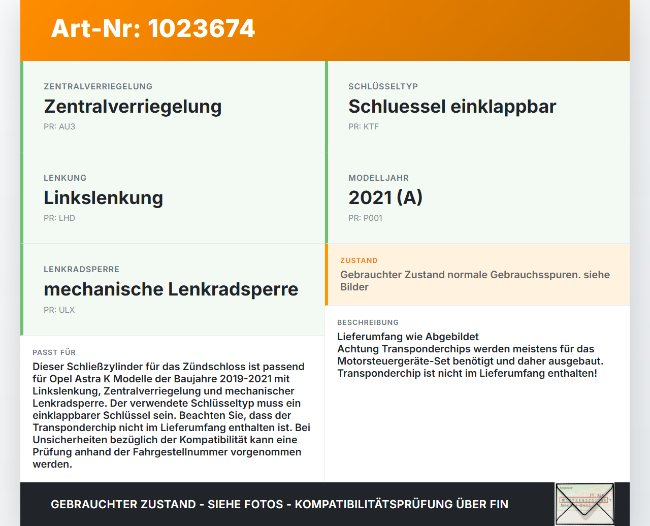 Opel Astra K 19-21 Schliesszylinder Zündschloss Schlüssel Schliessanlage Opel Astra K 19-21 26.01.2021 13279296... Vorschau 3