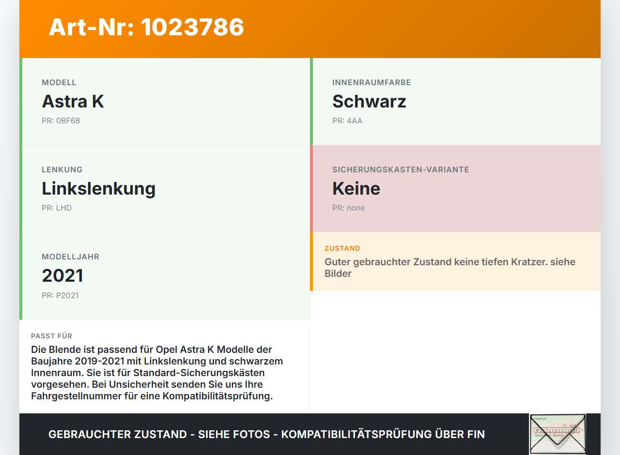 Opel Astra K 19-21 Blende Innen Auflage Deckel für Sicherungskasten Opel Astra K 19-21 26.01.2021 A2C84344601 gebraucht Vorschau 3