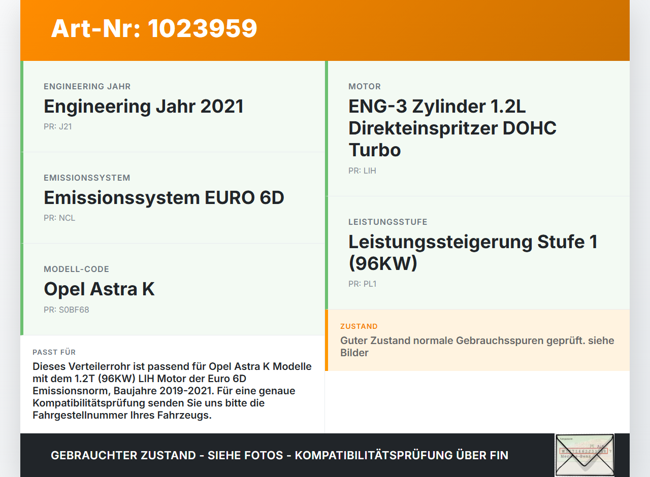 Opel Astra K 19-21 1,2T 96KW Einspritzleiste Kraftstoffverteiler Verteilerrohr Opel Astra K 19-21 26.01.2021... Vorschau 3