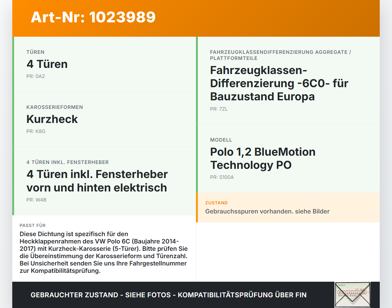 VW Polo V 6R 14-17 5T Dichtung Rahmen für Heckklappe Kofferraum VW Polo V 6R 14-17 11.12.2014 6R6827705C gebraucht Vorschau 3