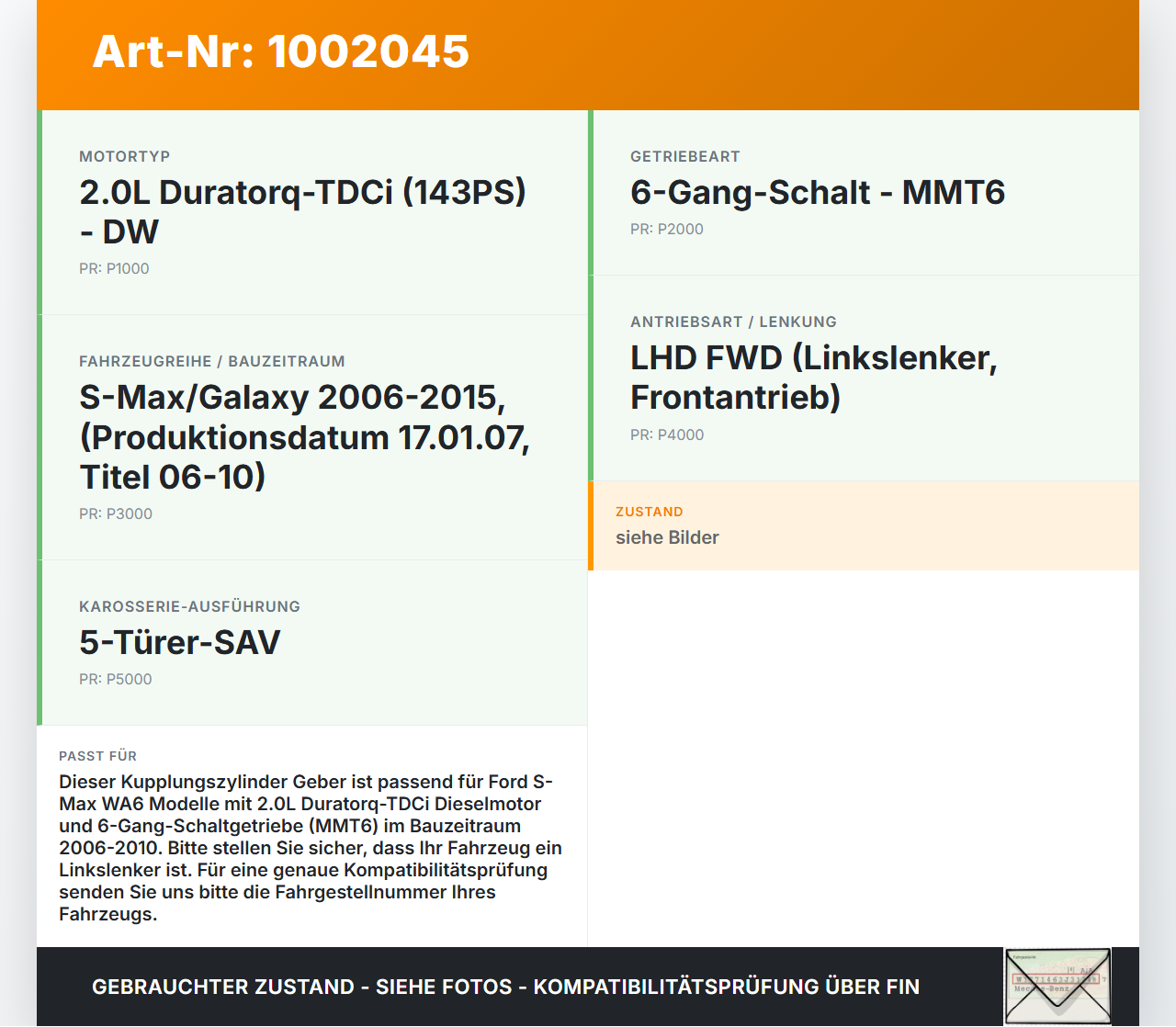Ford S-Max WA6 06-10 TDCi 2,0 103KW Kupplungszylinder Geber Geberzylinder Ford S-Max WA6 06-10 31.01.2007... Vorschau 3