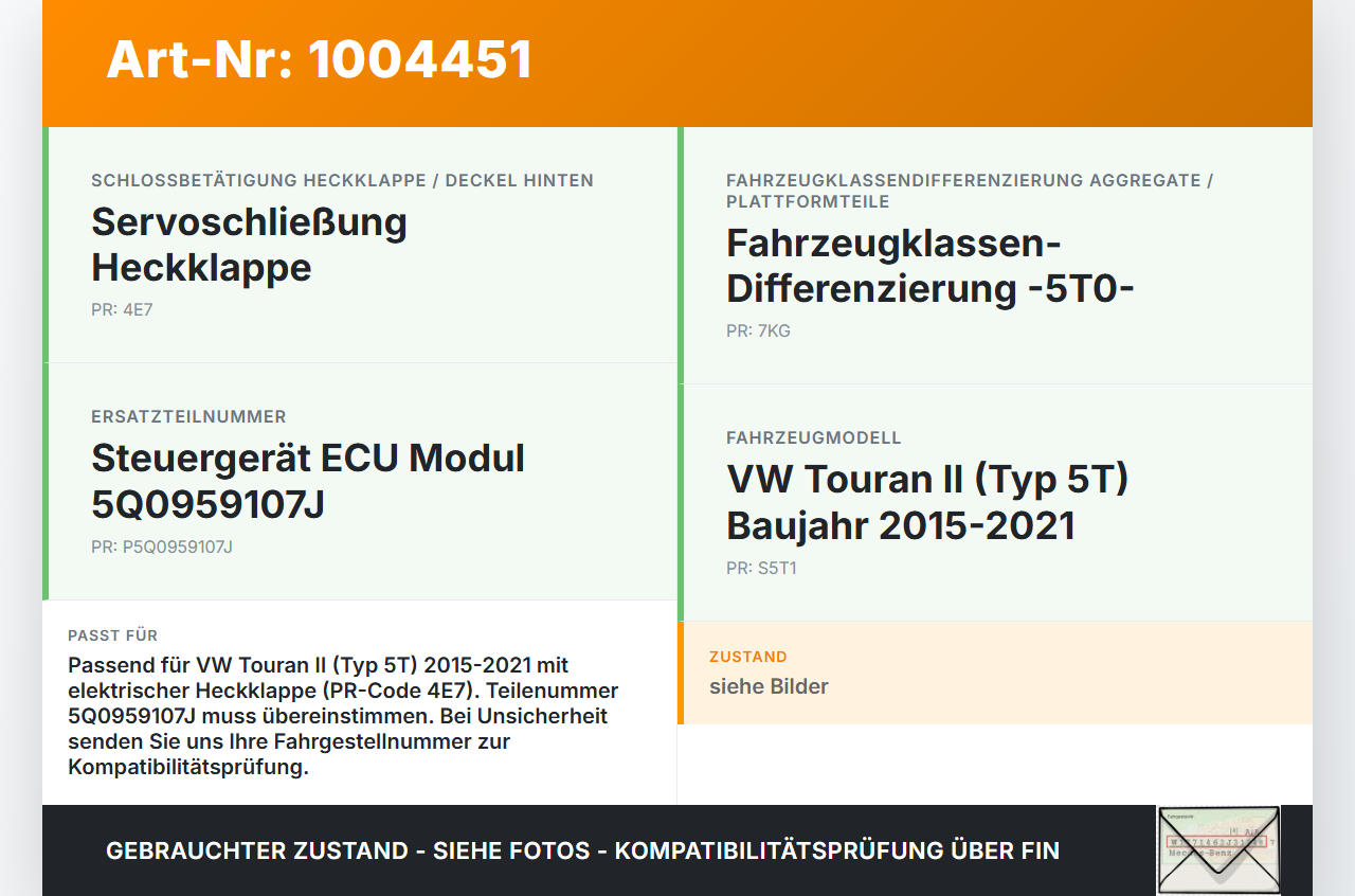 VW Touran II 5T 15-21 Steuergerät ECU Modul für Elektr. Heckklappe Kofferraumdeckel VW Touran II 5T 15-21... Vorschau 3