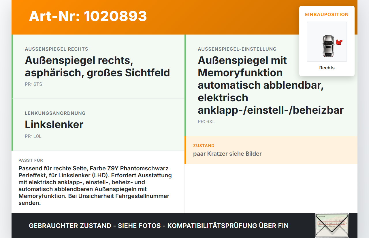 Audi A5 8T 11-16 Spiegel Aussenspiegel Rechts Elektrochrom LZ9Y Audi A5 8T 11-16 04.04.2013 8T8857410E... Vorschau 3