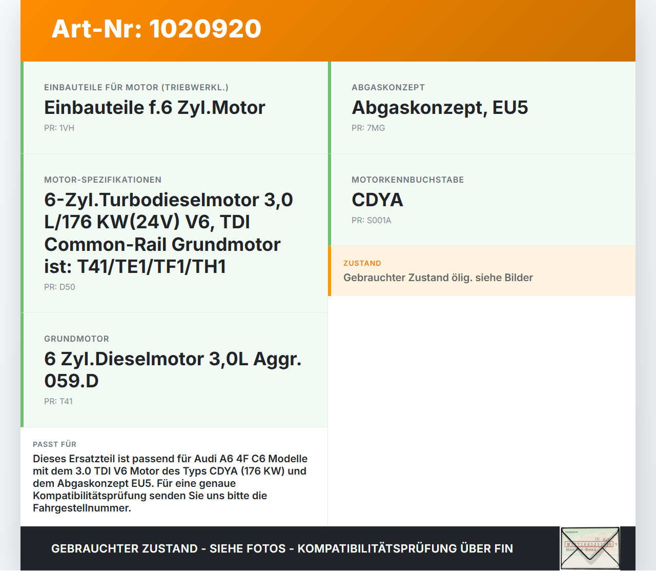 Audi A6 4F C6 08-11 TDI 3,0 176KW CDYA Kipphebel Schlepphebel Satz Ventiltrieb Audi A6 4F C6 08-11 10.03.2009... Vorschau 3