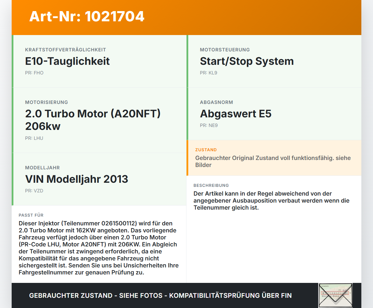 Opel Insignia A G09 09-13 2,0T 162KW Injektor Einspritzdüse Zyl.2 Opel Insignia A G09 09-13 05.10.2012 12615399... Vorschau 3