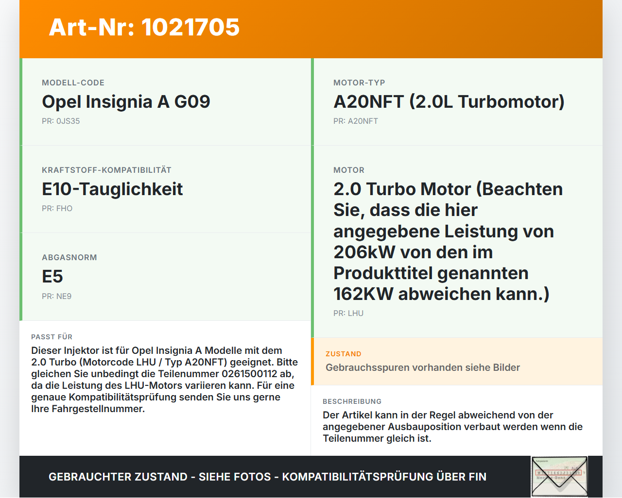 Opel Insignia A G09 09-13 2,0T 162KW Injektor Einspritzdüse Zyl.1 Opel Insignia A G09 09-13 05.10.2012 12615399... Vorschau 3
