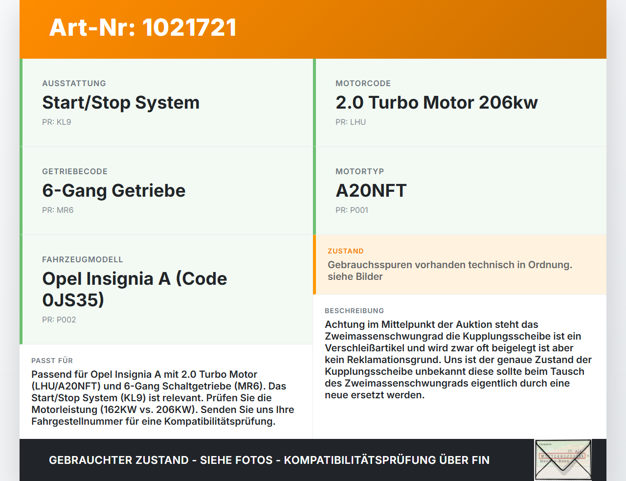 Opel Insignia A G09 09-13 2,0T 162KW LHU Zweimassenschwungrad Schwungrad Opel Insignia A G09 09-13 05.10.2012... Vorschau 3