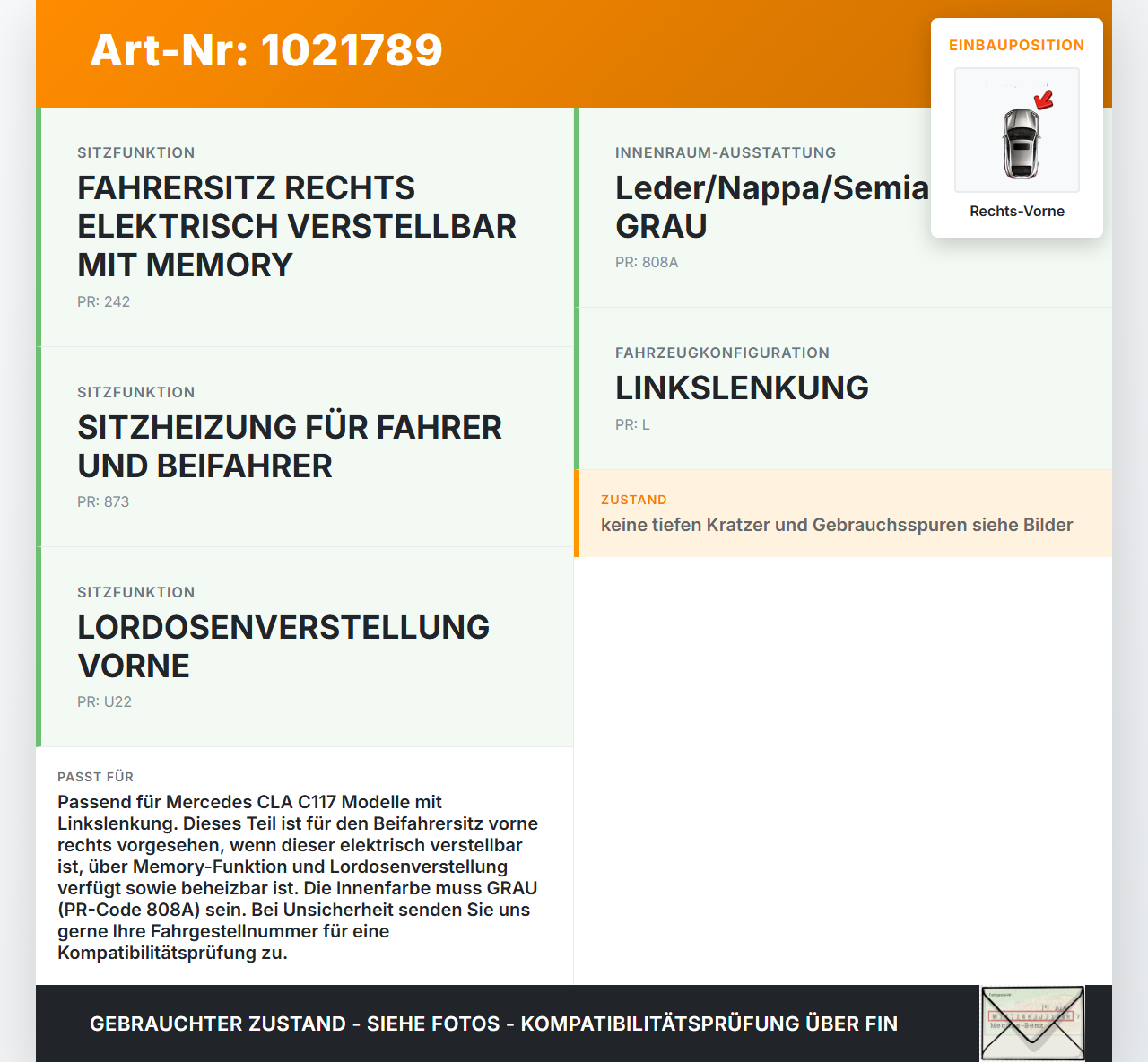 Mercedes CLA 250 C117 13-16 Blende Innen Auflage Seitenverkleidung für Sitz Rechts Vorne Mercedes CLA 250 C117... Vorschau 3