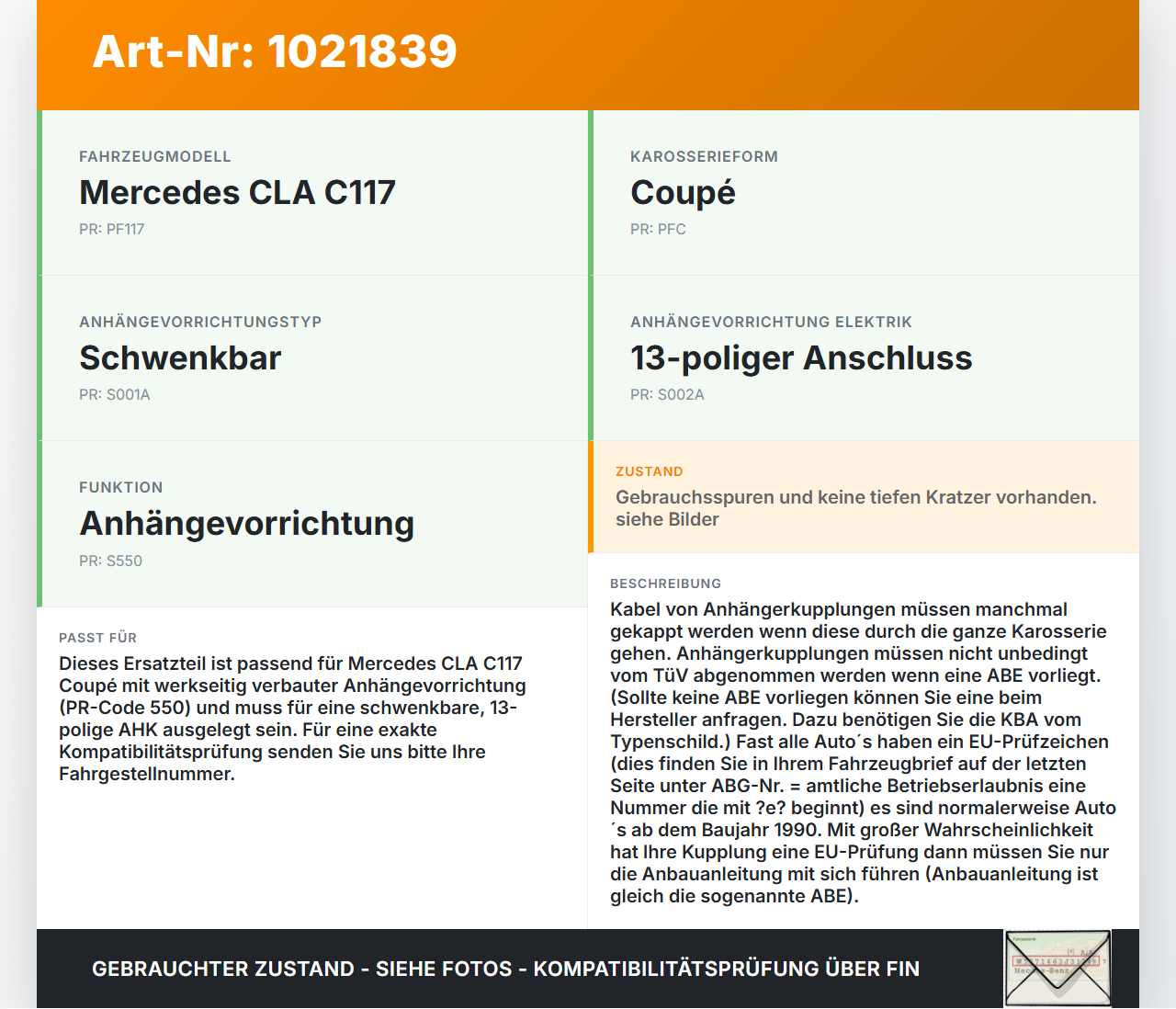 Mercedes CLA 250 C117 13-16 Coupe Anhängerkupplung AHK 13pol schwenkbar Orig. Westfalia Mercedes CLA 250 C117 13-16... Vorschau 3