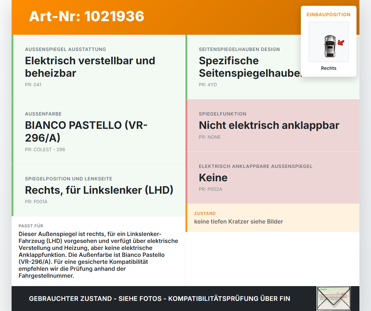 Fiat Panda 4x4 319 12-22 Spiegel Aussenspiegel Rechts 296 Fiat Panda 4x4 319 12-22 22.01.2018 A047248 042325... Vorschau 3