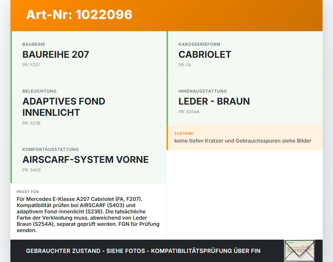 Mercedes E350 A207 10-13 Cabrio Verkleidung für Himmel Dach Mercedes E350 A207 10-13 17.03.2010 A2077700080 gebraucht Vorschau 3